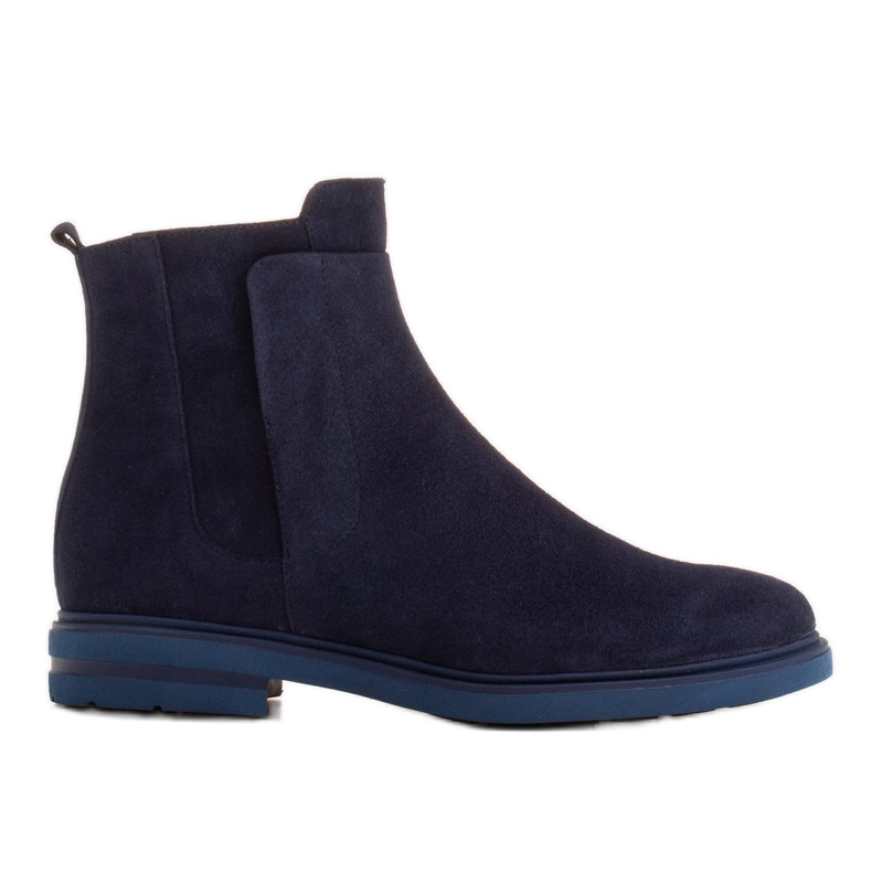 Marco Shoes Botas ligeras aisladas con fondo plano de piel natural azul marino
