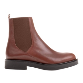 Marco Shoes Botines planos de piel con aislamiento con goma ancha en el empeine marrón