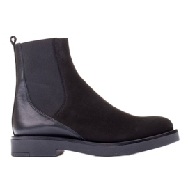 Marco Shoes Botines planos de piel con aislamiento con goma ancha en el empeine negro