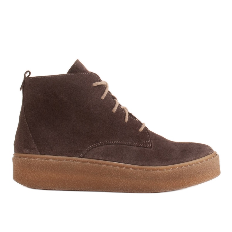 Marco Shoes Botas bajas con cordones de piel suave marrón