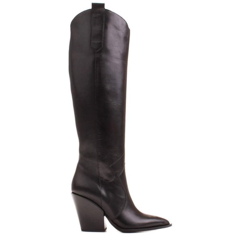 Marco Shoes Botas altas para mujer, botas vaqueras de piel auténtica. negro Marco Shoes Botas altas para mujer, botas vaqueras de piel auténtica. negro