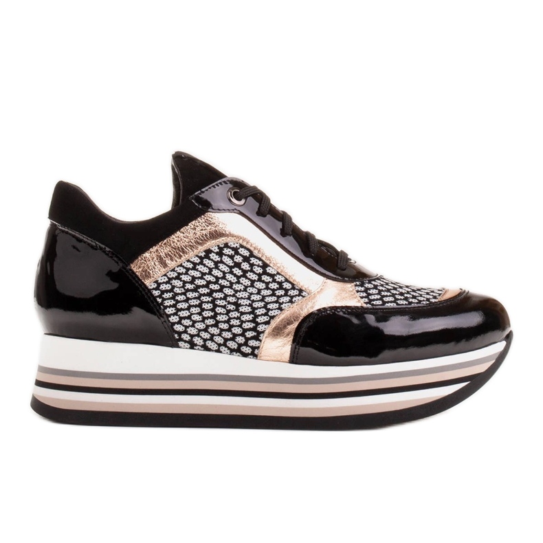 Marco Shoes Zapatillas ligeras sobre suela gruesa de piel natural negro