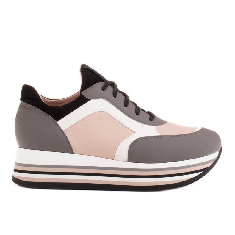 Marco Shoes Zapatillas ligeras sobre suela gruesa de piel natural gris