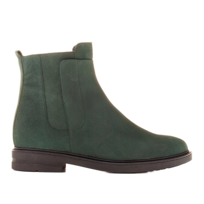 Marco Shoes Botas ligeras aisladas con fondo plano de piel natural verde