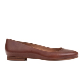 Marco Shoes Bailarinas de piel flor marrón, pulidas a mano