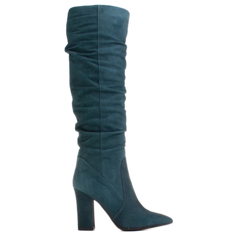 Marco Shoes Botas altas verdes arrugadas de ante natural