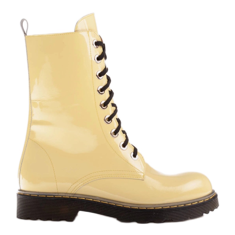 Marco Shoes Botines altos, botas atadas a suela translúcida amarillo