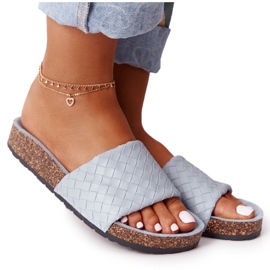 MSMG Pantuflas de Piel Catalina Azul con Suela de Corcho MSMG Pantuflas de Piel Catalina Azul con Suela de Corcho