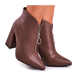 FG1 Botines de mujer con cremallera en el talón en la parte delantera Caqui Save Me marrón FG1 Botines de mujer con cremallera en el talón en la parte delantera Caqui Save Me marrón