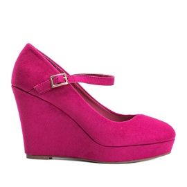 Bombas de cuña rosa alta rosado