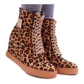 Zapatillas de Mujer Lu Boo Gold Chain Suede Leopard Monica beige marrón Zapatillas de Mujer Lu Boo Gold Chain Suede Leopard Monica beige marrón