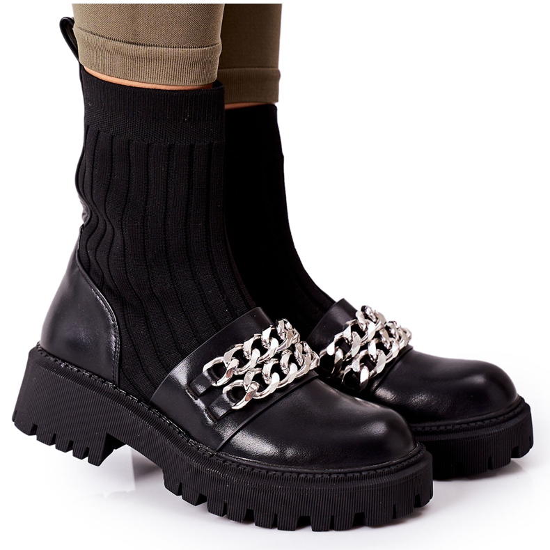 PS1 Botas de trabajo con cadenas negras Walk This Way negro PS1 Botas de trabajo con cadenas negras Walk This Way negro