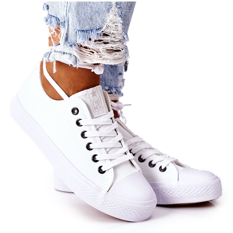 NEWS Zapatillas Clásicas De Mujer Ecoma Blancas Con Ojales Plateados blanco