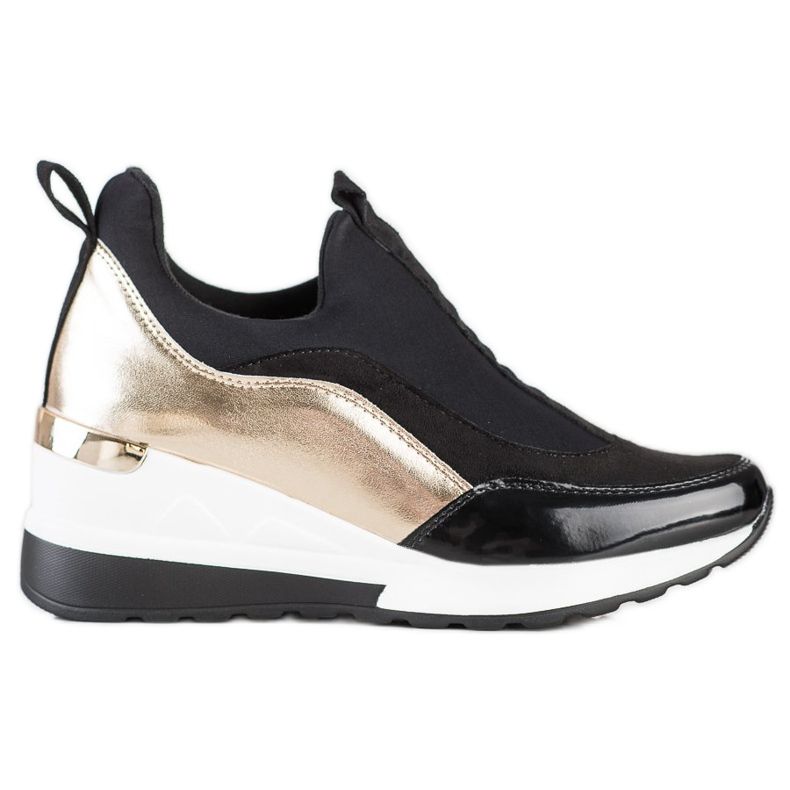 Evento Zapatillas de cuña sin cordones negro dorado