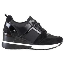 W. Potocki Zapatillas de cuña con estilo negro