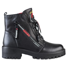 ARTIKER Trabajadores de cuero con cremallera decorativa negro