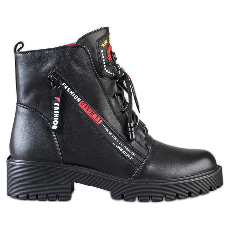 ARTIKER Trabajadores de cuero con cremallera decorativa negro