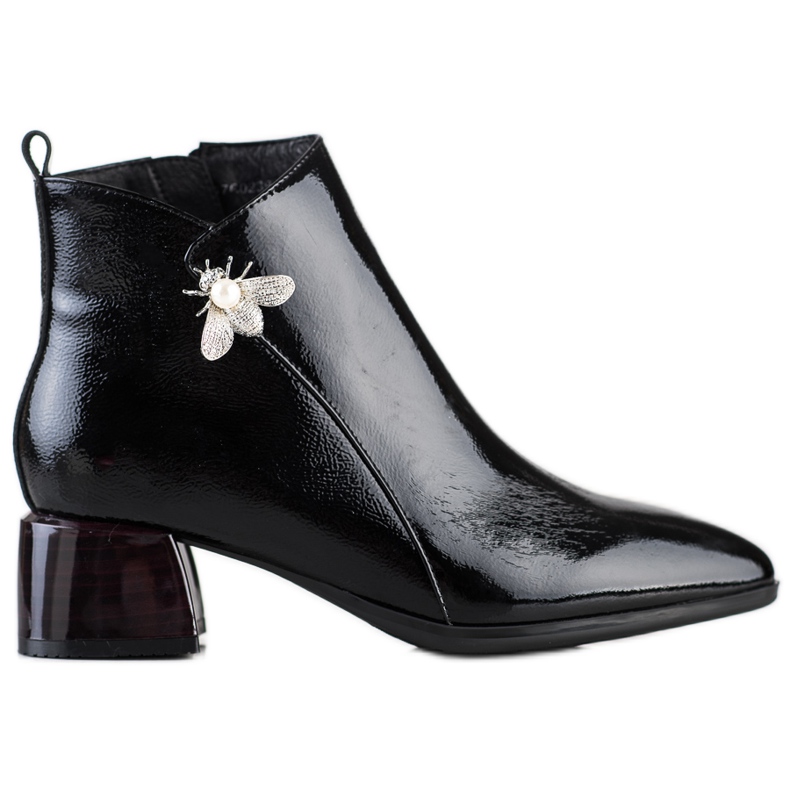 ARTIKER Botas de cuero elegantes con adorno. negro