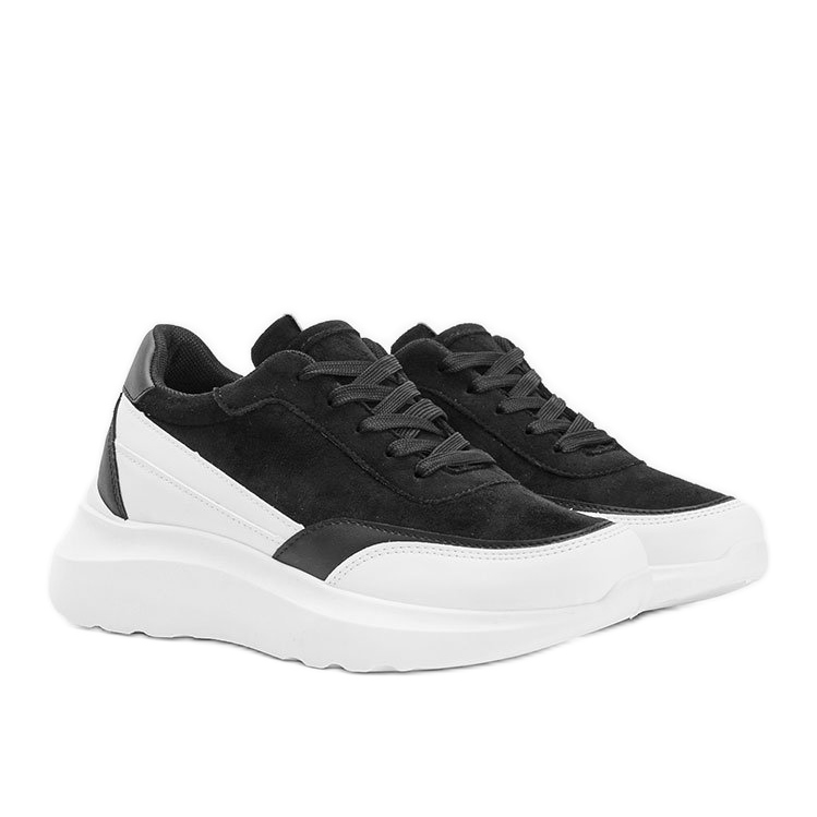 Zapatillas negras con detalles blancos en suela alta Barteks negro