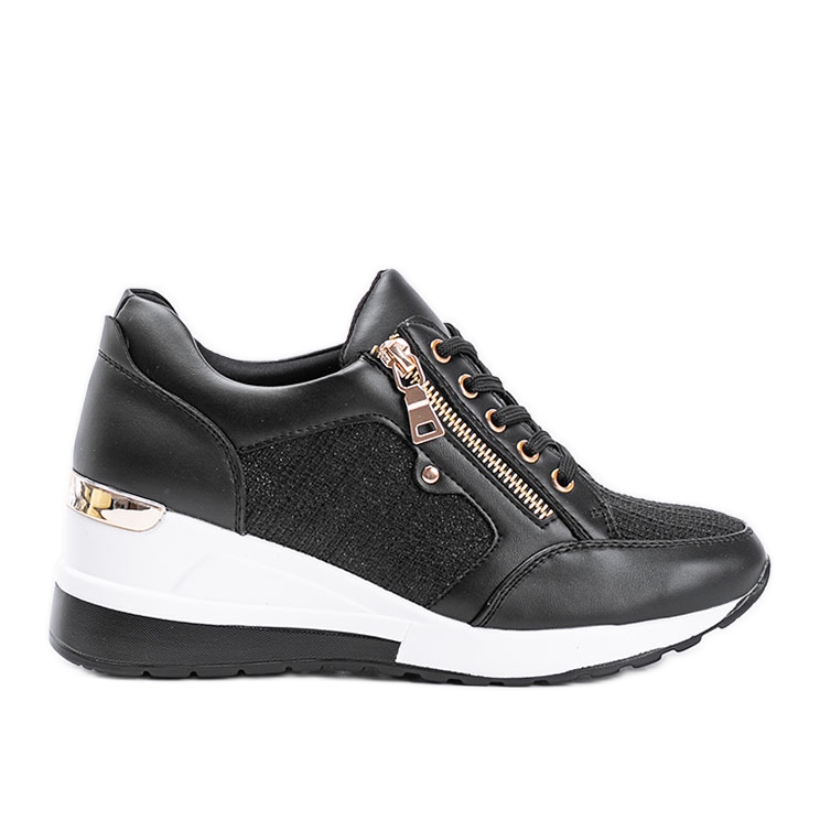 Zapatillas negras brillantes en la cuña The Moment negro