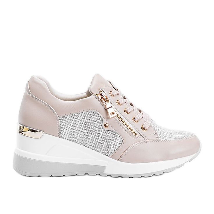 Zapatillas beige brillantes en la cuña The Moment Zapatillas beige brillantes en la cuña The Moment