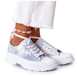 FJ1 Zapatillas azules con plataforma y efecto tie-dye Travel Time blanco FJ1 Zapatillas azules con plataforma y efecto tie-dye Travel Time blanco