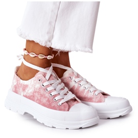 FJ1 Zapatillas rosas con efecto tie-dye Travel Time blanco