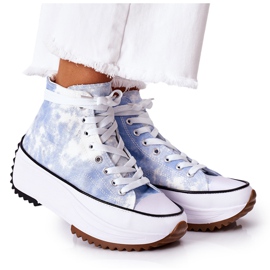 FJ1 Zapatillas Azules En La Plataforma Con Efecto Amor Eléctrico Tie-Dye blanco