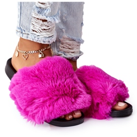FJ1 Pantuflas de Goma Con Piel Suave Fucsia rosado