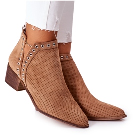 Botas caladas con aberturas, Camel Western marrón