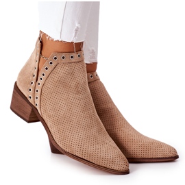 Botas Caladas Con Recortes Beige Western