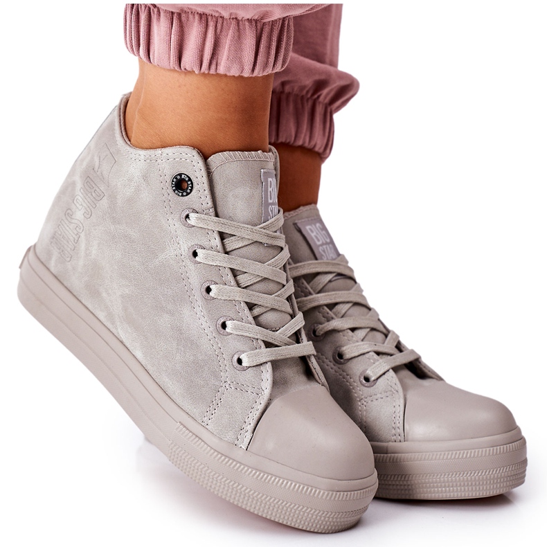 Zapatillas De Piel Con Cuña Big Star II274093 Gris
