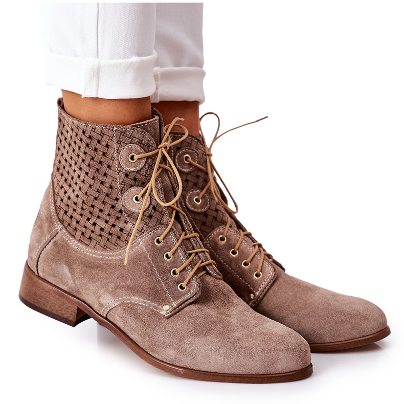 Alberto Violli Botines de ante con patrón Josie capuchino calado marrón