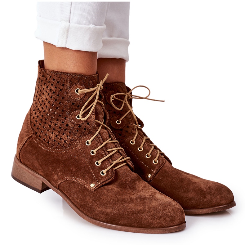 Alberto Violli Botas de ante con estampado calado marrón Josie