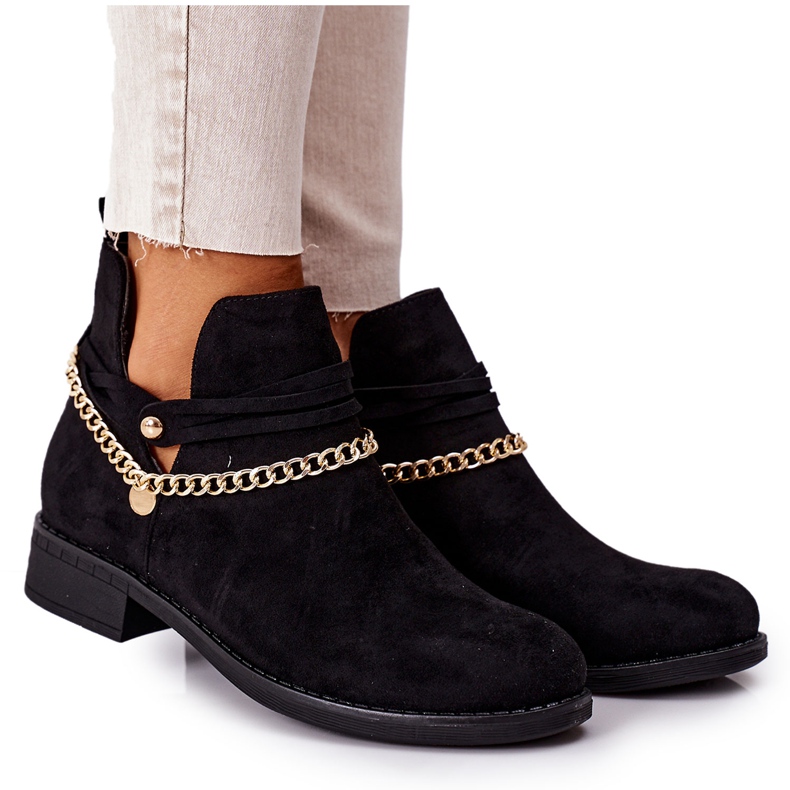 PS1 Botas negras de ante con cadena Elvira negro