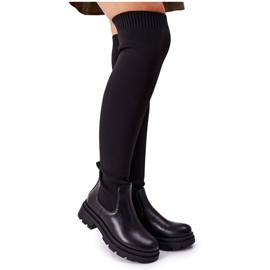 Botas De Tela Elástica Negro Café Helado Por Encima De La Rodilla