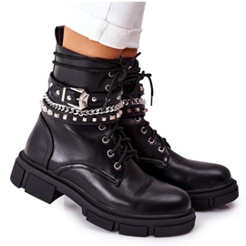 Botas de trabajo negras con hebilla de goma negro