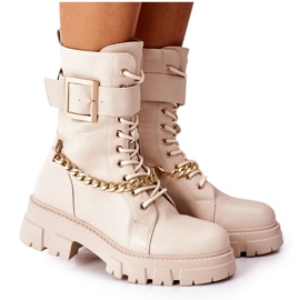 Botas de Trabajadores Beige con Hebilla de Cadena Tanaros