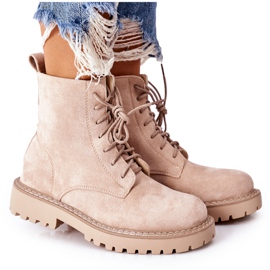 PS1 Botines Ante Cremallera Beige Belados