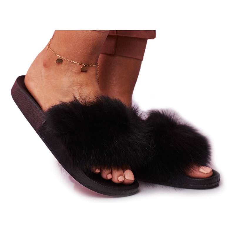 PS1 Zapatillas de mujer con pelo Negro Belmondo