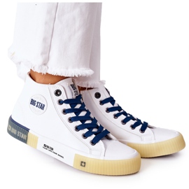 Zapatillas Altas de Piel Big Star II274137 Blanco azul marino