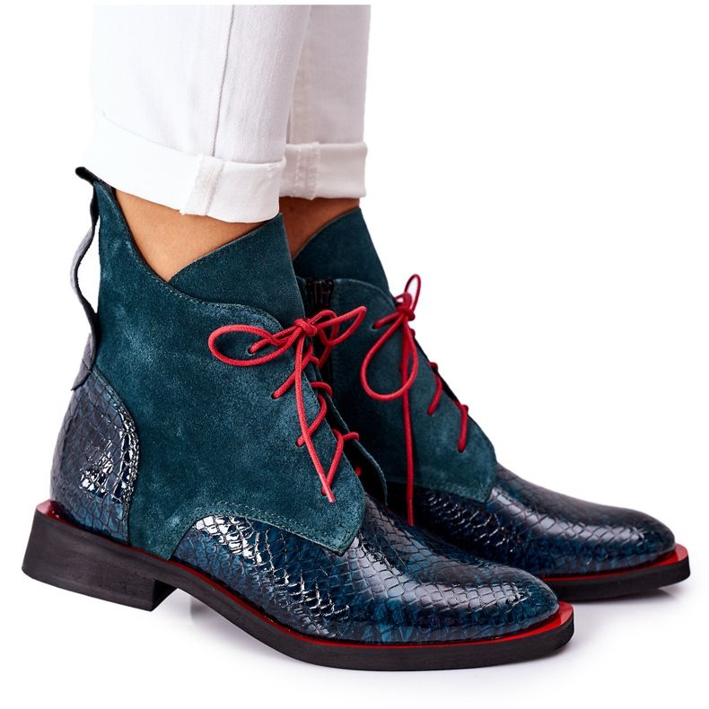 Alberto Violli Botines Piel Con Estampado Cocodrilo Cheyenne Verde rojo Alberto Violli Botines Piel Con Estampado Cocodrilo Cheyenne Verde rojo