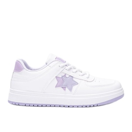 Deportivas blancas y moradas con estrellas Polja blanco púrpura