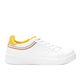 Zapatillas blancas y amarillas con suela gruesa Meia blanco amarillo