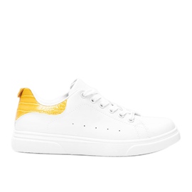 BM Zapatillas blancas y amarillas sobre suela gruesa Influ blanco