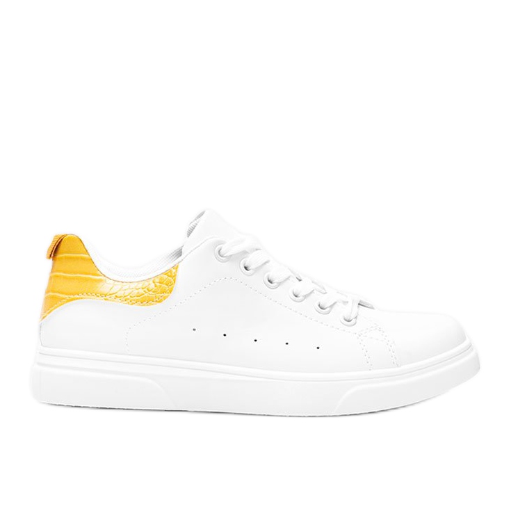 BM Zapatillas blancas y amarillas sobre suela gruesa Influ blanco