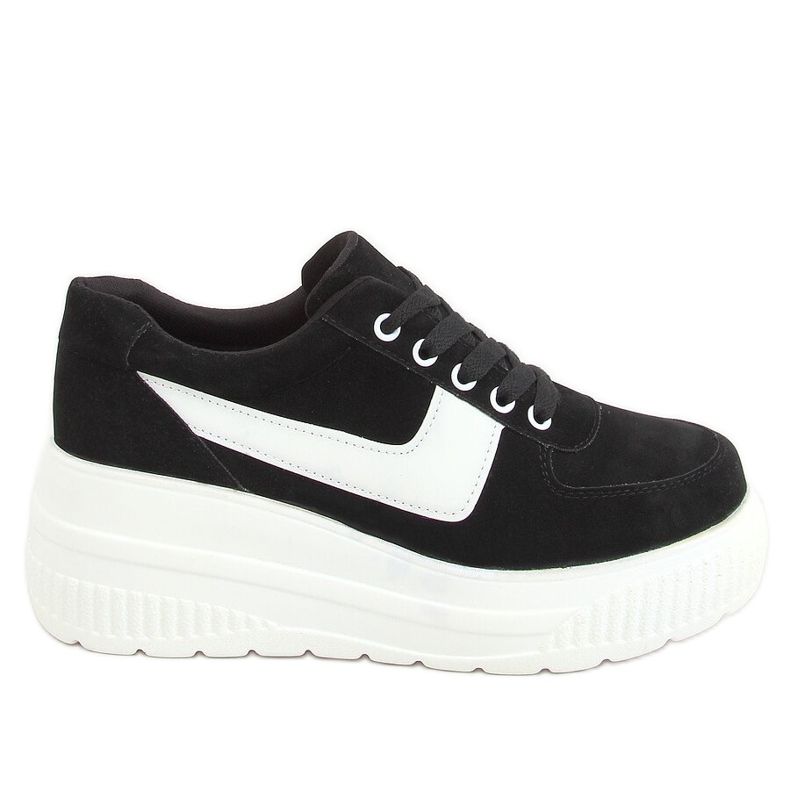 Negro E3141 Zapatillas negras con suela alta