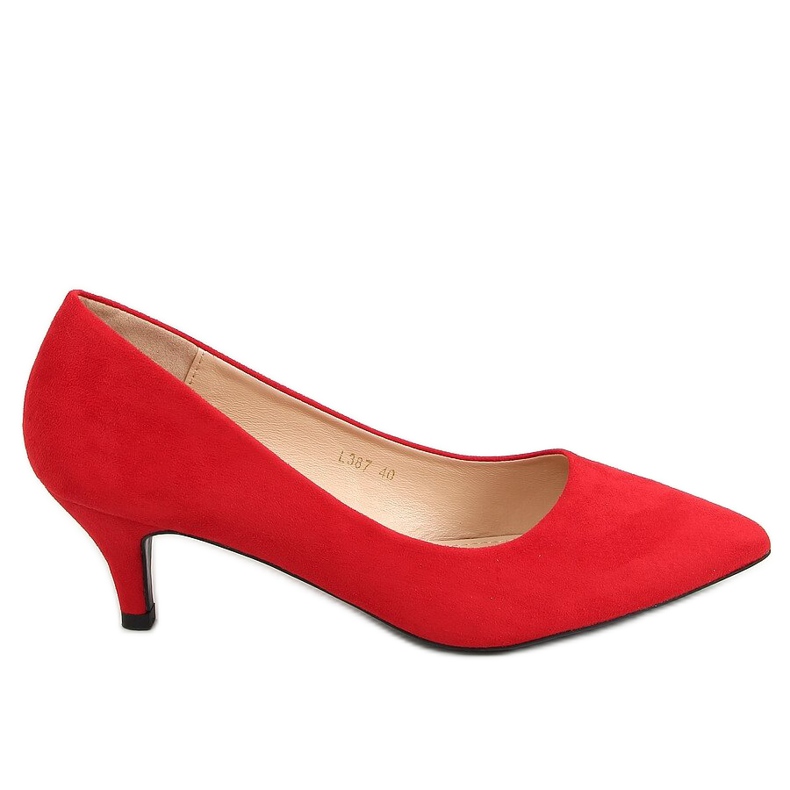 Stilettos rojos de tacón bajo para mujer L387 Rojo Stilettos rojos de tacón bajo para mujer L387 Rojo
