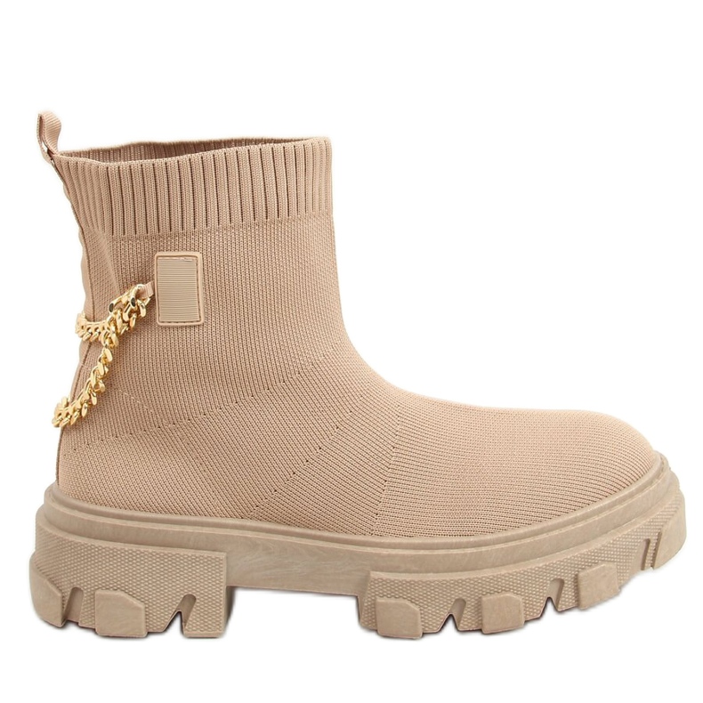Botas tipo calcetín con cadena JX81P Khaki beige caqui Botas tipo calcetín con cadena JX81P Khaki beige caqui