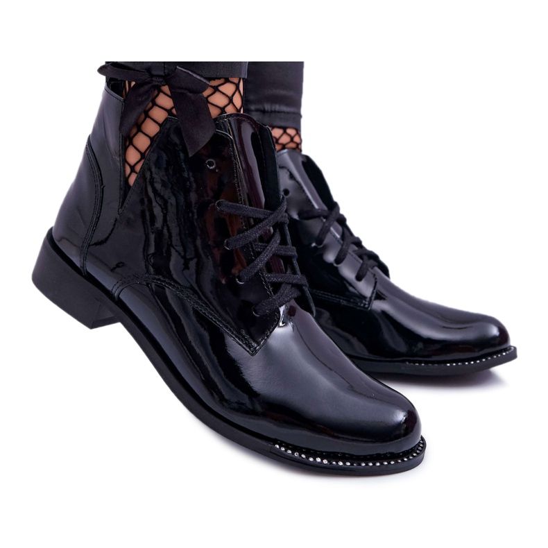 Botas de Mujer con Tacón Plano Lacado Negro Nicole 2420 Botas de Mujer con Tacón Plano Lacado Negro Nicole 2420